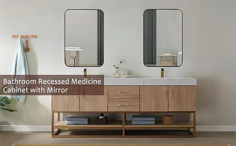 Medicine Cabinet with Mirror Vanity Mirros for Wall 16 X 24 &prime;&prime; (CM8-1)