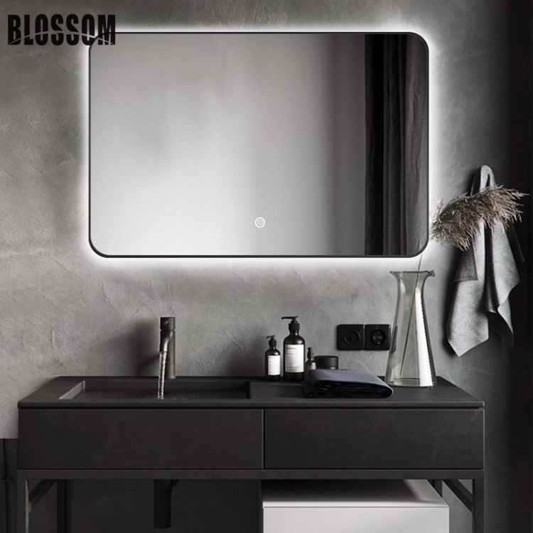 Hotel Villa Bath Vanity Decorative Illuminated Backlit Aluminum Mirror with LED Back Lights