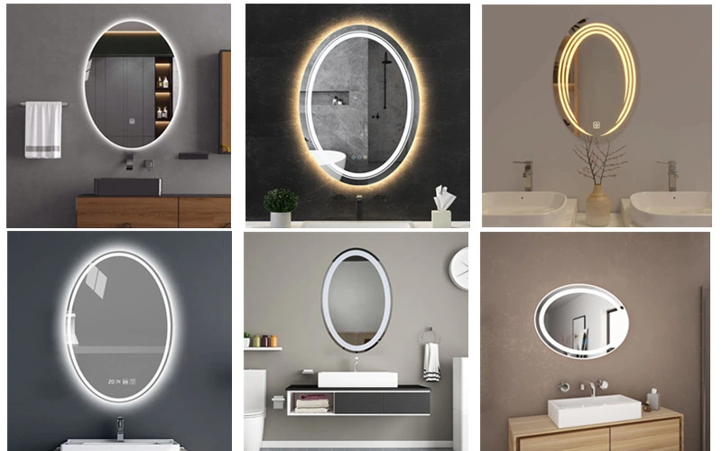 Home Hotel Decorative Bathroom Magnify Makeup LED Illuminated Mirror with Touch Senor Clock