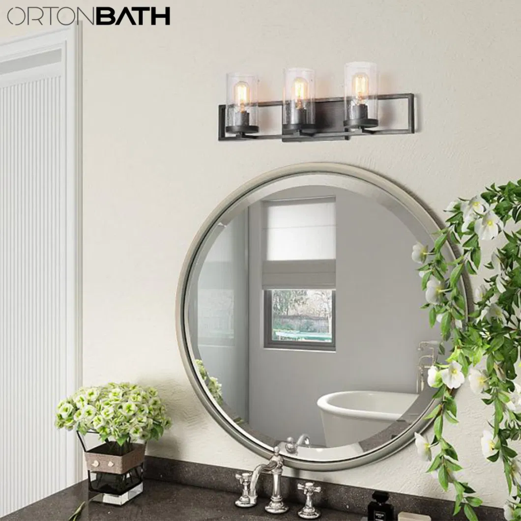 Ortonbath Framed Recessed Edge Wide Brass Framed Circle Bath Home Smart Wall Mounted Non-LED Mirror Bathroom Designer Art Mirror