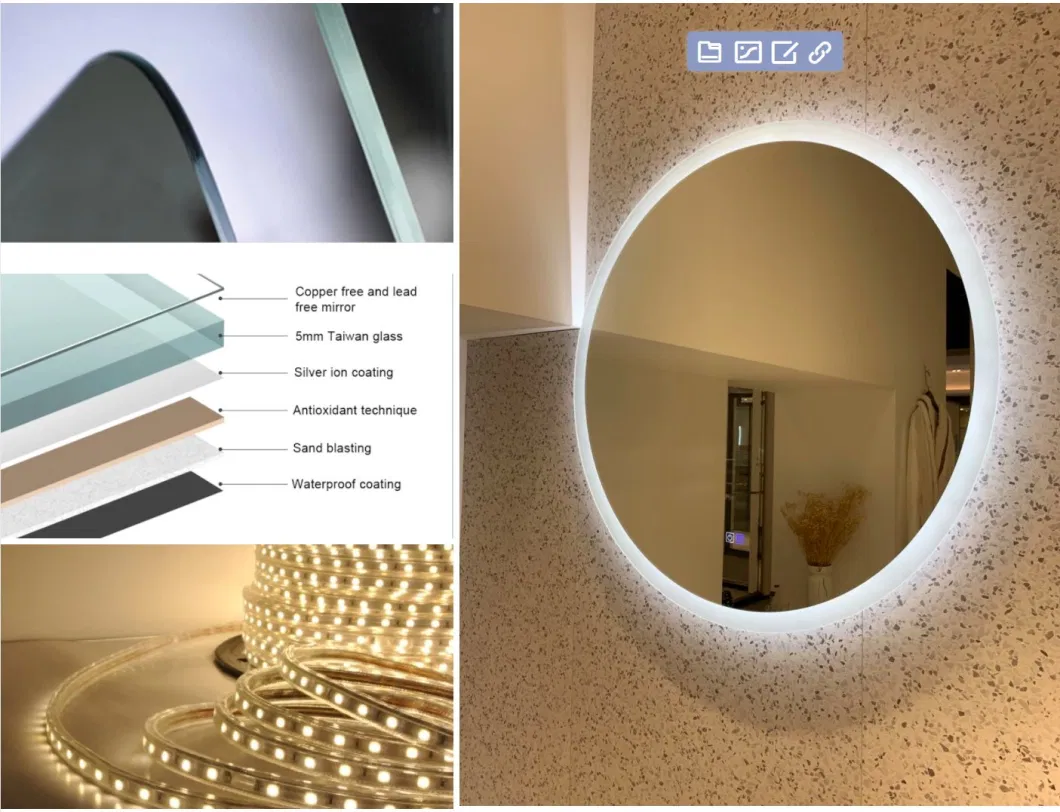 Ortonbath Gold Framed Bath Home Smart Wall Mounted Non-LED Mirror Bathroom Designer Art Mirror