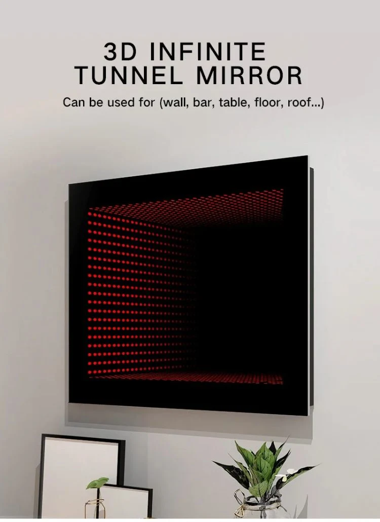 3D Infinity Mirror Finish Ceiling Tiles Wall Makeup Mirror with Light Wall