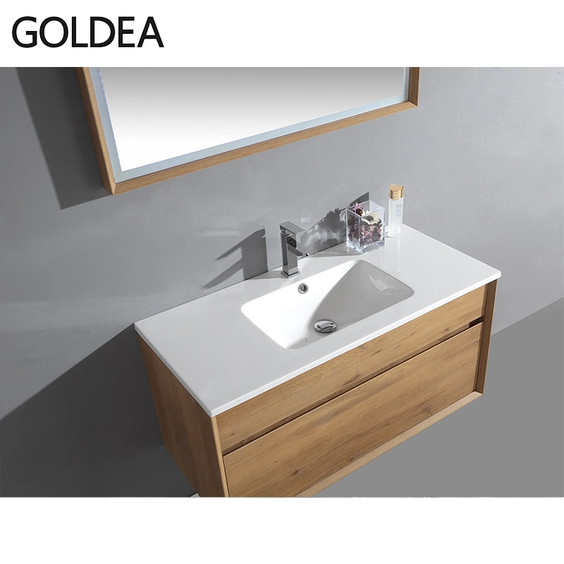 Hot Hangzhou Ceramics Goldea Vanity Wooden Furniture Bathroom Basin Mirror Cabinets Cabinet