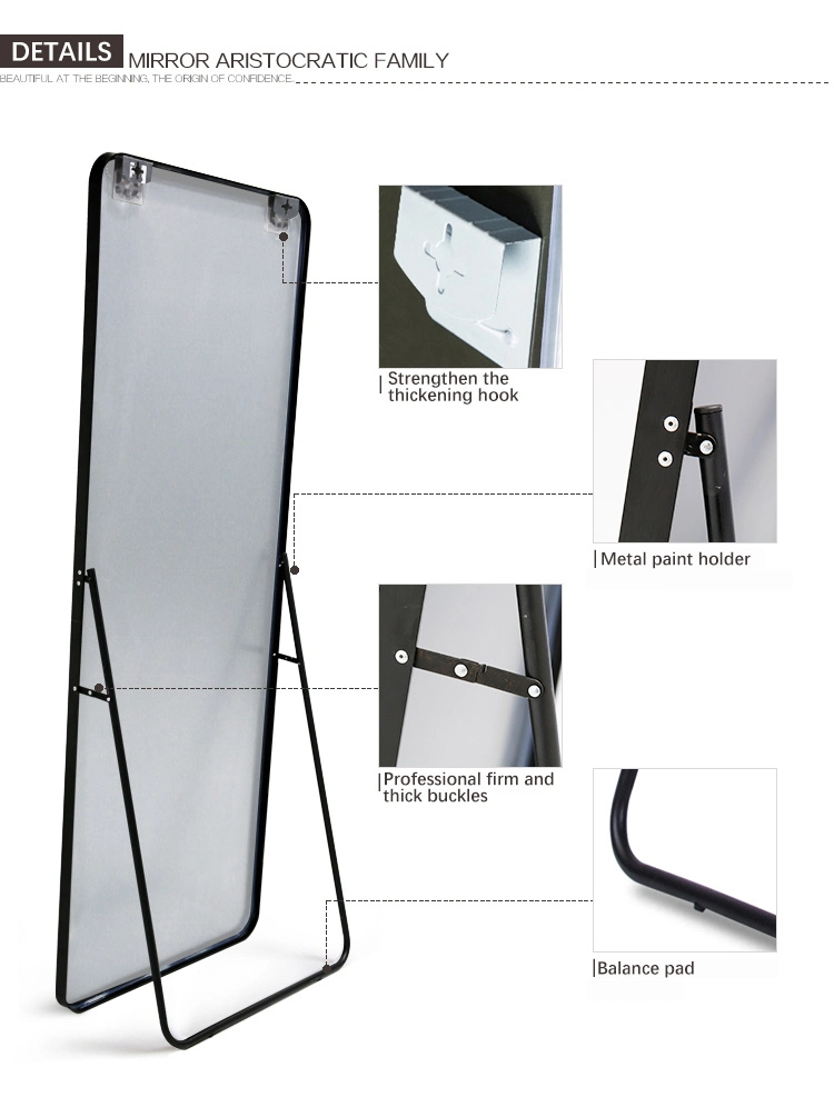 Full Length Floor Mirror with Stand Round Corner Dressing Mirror 80X180cm