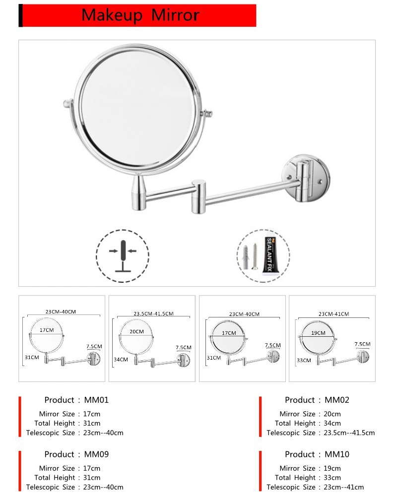 Customizable Wall-Mounted 2/3/5 Times Magnification Double-Sided Mirror Makeup Beauty Mirror with Multiple Styles to Choose From