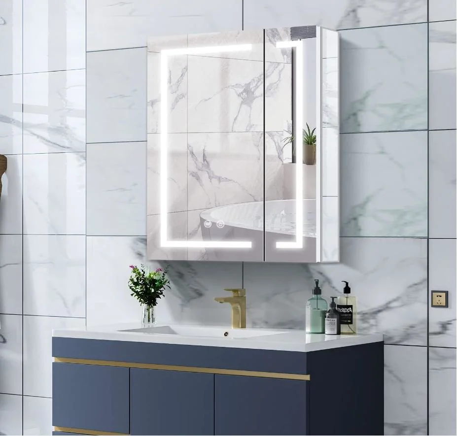 Bathroom Vanity Accessories LED Mirror Bathroom Medicine Cabinet Single Door/Double Door Home Furniture Cabinet MDF PVC Aluminum