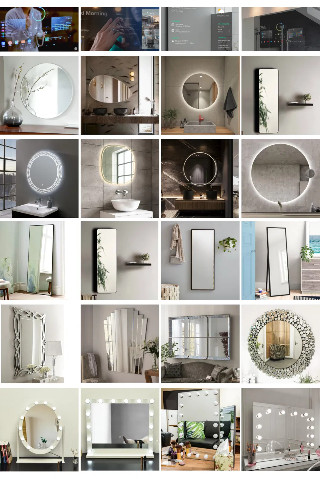 ORTONBATH Round Silver Framed Home Smart Wall Mounted Nonled Mirror Bathroom Designer Art Wall Hung Bath Mirror