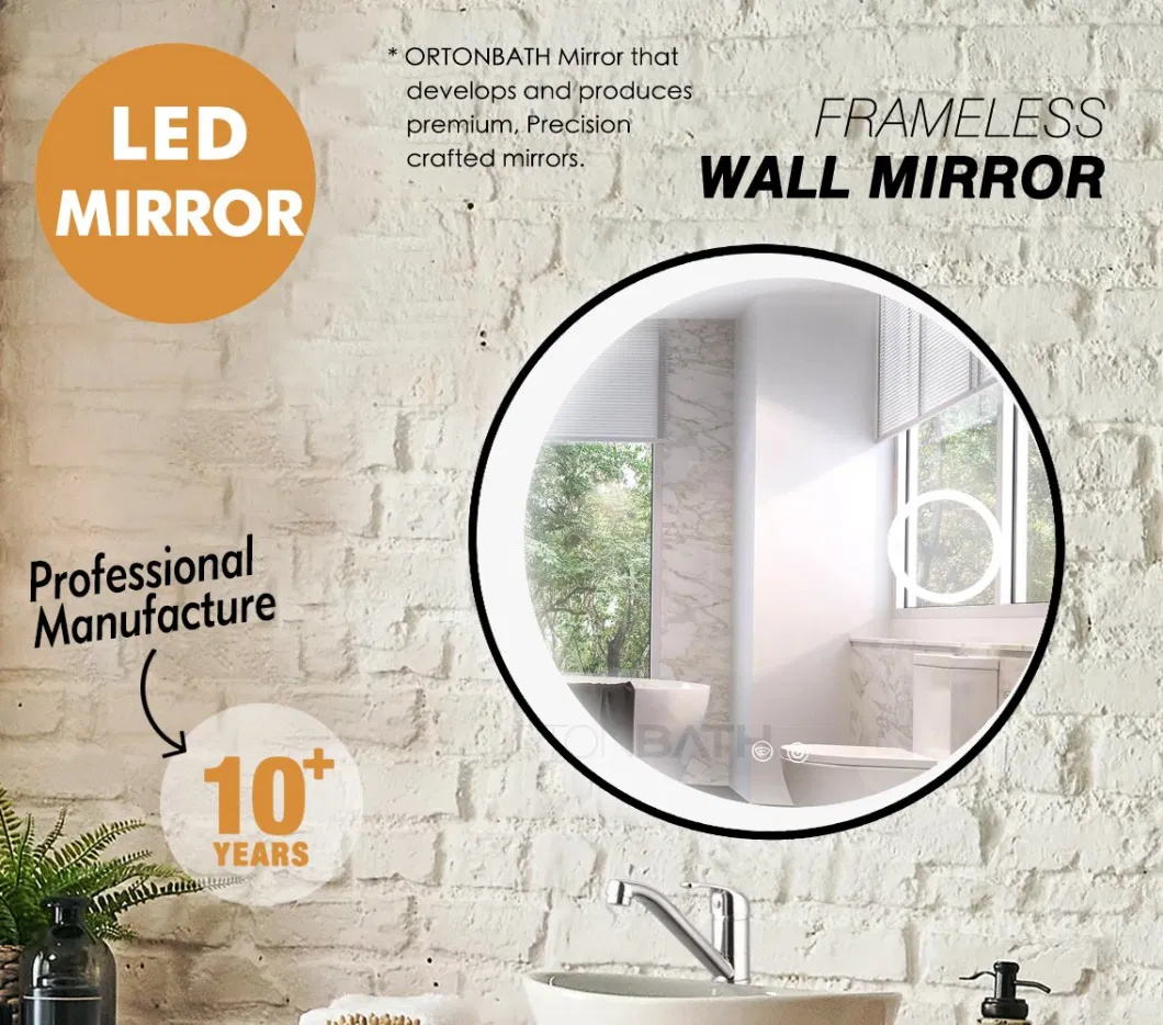 Ortonbath Mirror for Bathroom, LED Lighted Vanity Mirrors for Bathroom Wall with Front and Backlit, Moon Sun Black Framed Wall Mirror with Magnifier