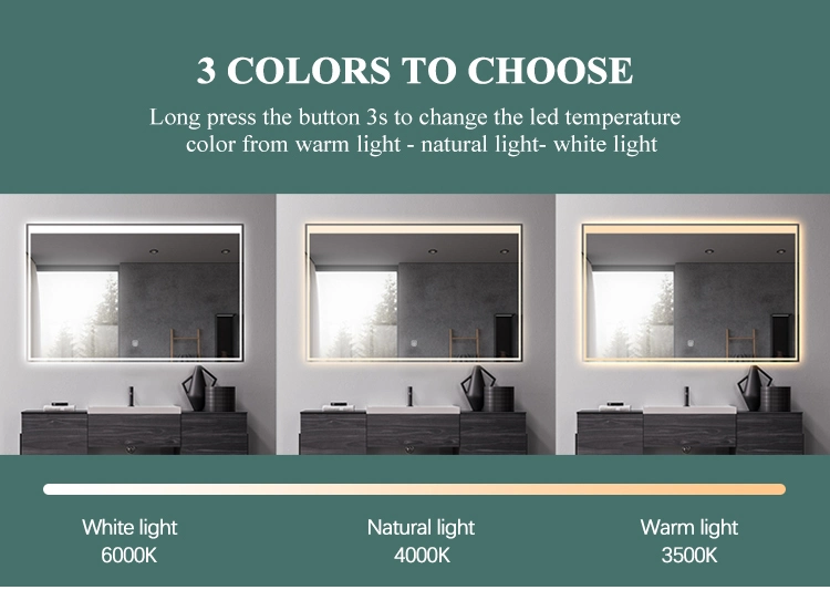 Wholesale LED Mirror IP66 Resort Wall Mount Bathroom Rectangular Shape Lighted Mirror Hotel Use