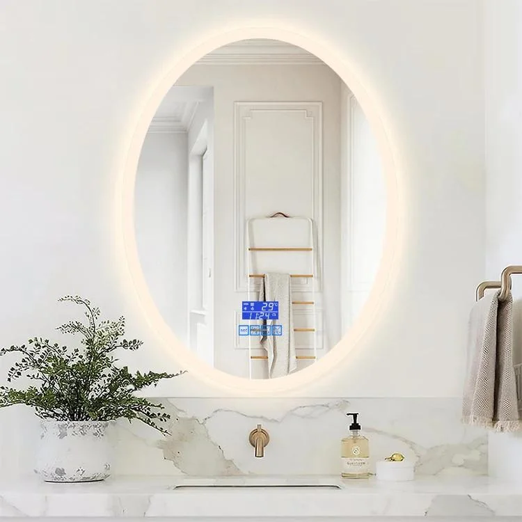 Bathroom Front and Back Light Oval LED Mirror Oval Lighting Mirror Bathroom Anti-Fog Mirror IP54 Waterproof