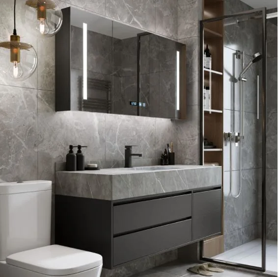 Light Luxury Toilet Rock Board Bathroom Cabinet Combination Modern Simple Hand Wash Basin Wash Basin Wash Table Mirror Cabinet