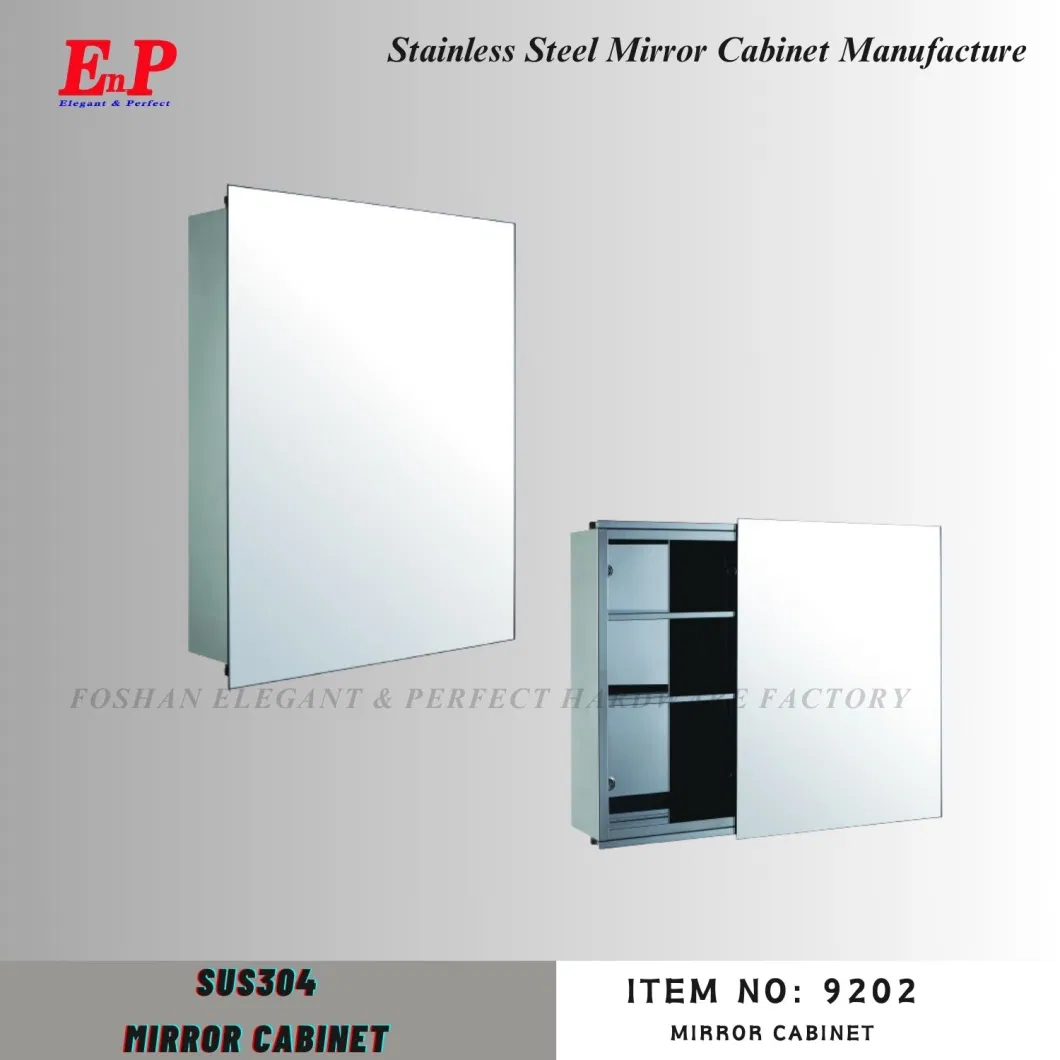 Enp Bathroom Frameless Stainless Steel Sliding Door Medicine Cabinet