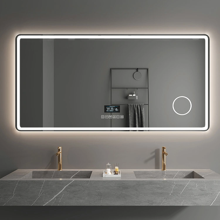 Factory Supply LED Bathroom Mirror with Light Extra Large Vanity Makeup Mirror Touch Screen Dimmable Defogging Mirror