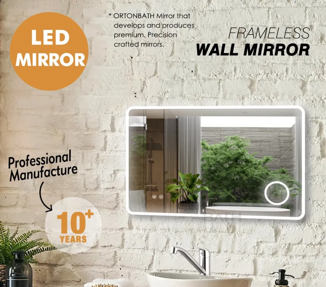 Ortonbath CE LED Bathroom Mirror 60X 36 with Front and Backlight, Dimmable Wall Mirrors with Anti-Fog, Shatter-Proof, Memory, 3 Colors, Double LED Vanity Mirror