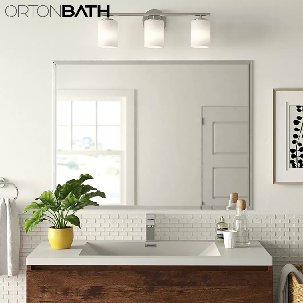 Ortonbath Beveled Edge Rectangular Frameless Bath Home Smart Wall Mounted Non-LED Mirror Bathroom Designer Art Mirror Without Frame