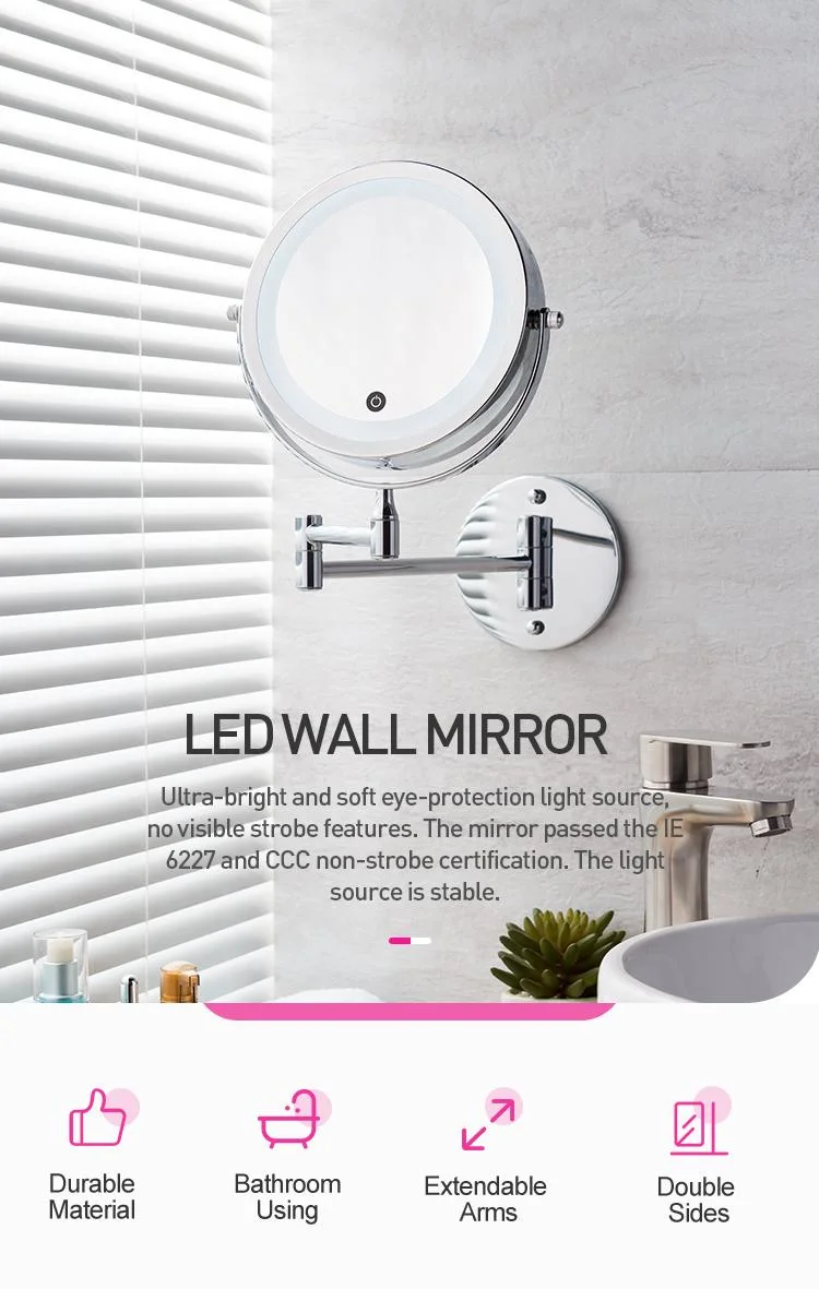 2022 New Rechargeable Matte Black LED Wall Mount Shaving Mirror