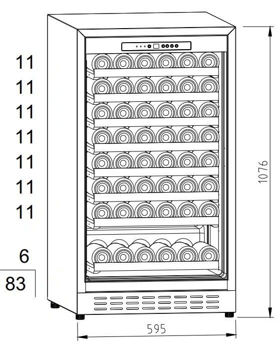 83 Bottles Single Temperature Zone Wine Cooler Built in Wine Cabinet