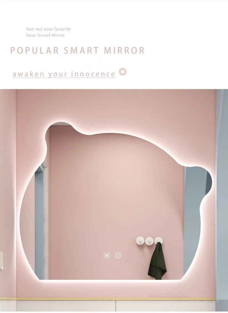 Light Luxury Pink Bathroom Cabinet and Cute Bear Smart Mirror Cabinet