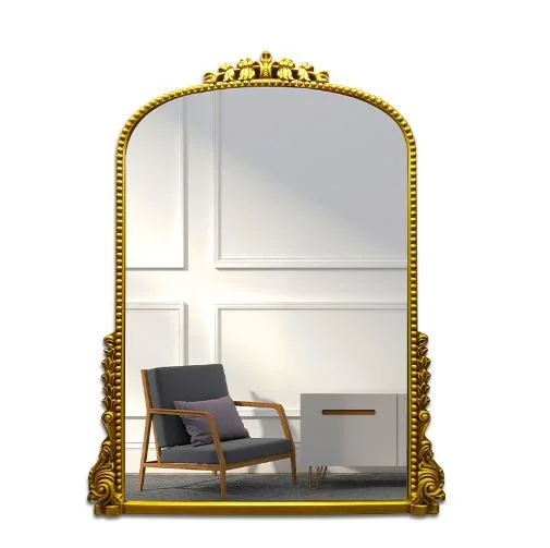 Bathroom Porch Light Luxury Fireplace Hanging Mirror Golden European Retro Arched Washstand Mirror