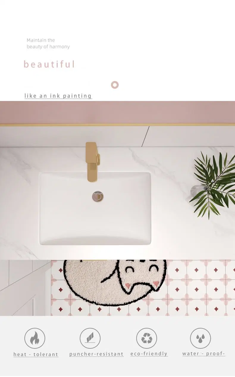 Light Luxury Pink Bathroom Cabinet and Cute Bear Smart Mirror Cabinet
