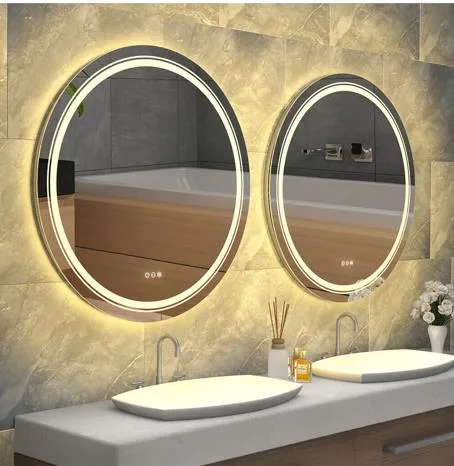 Anti-Flog Oval Black LED Bathroom Mirror Double Sink Extra Large Bathroom Mirror