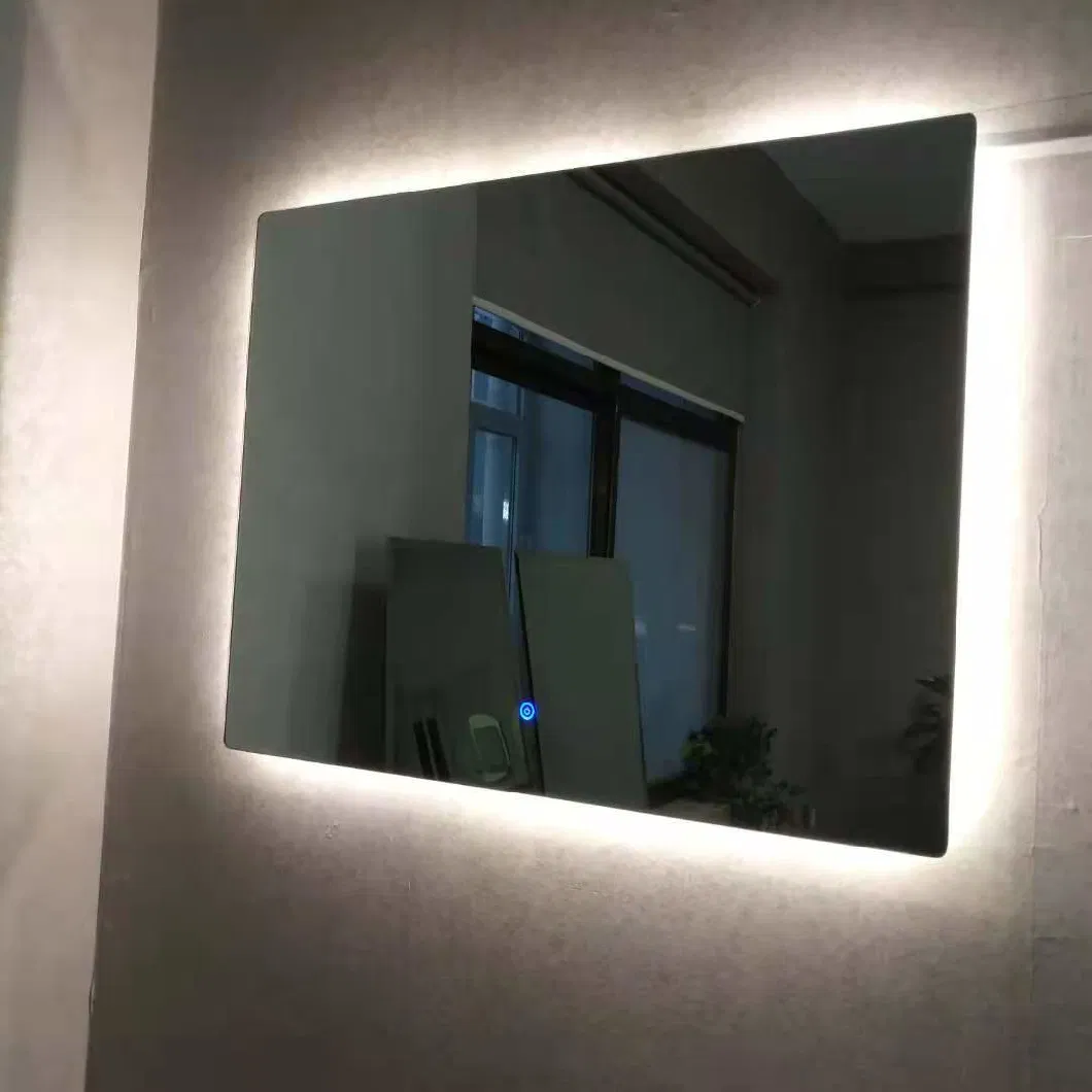 Backlit LED Bathroom Mirror with Small Round Safe Corner