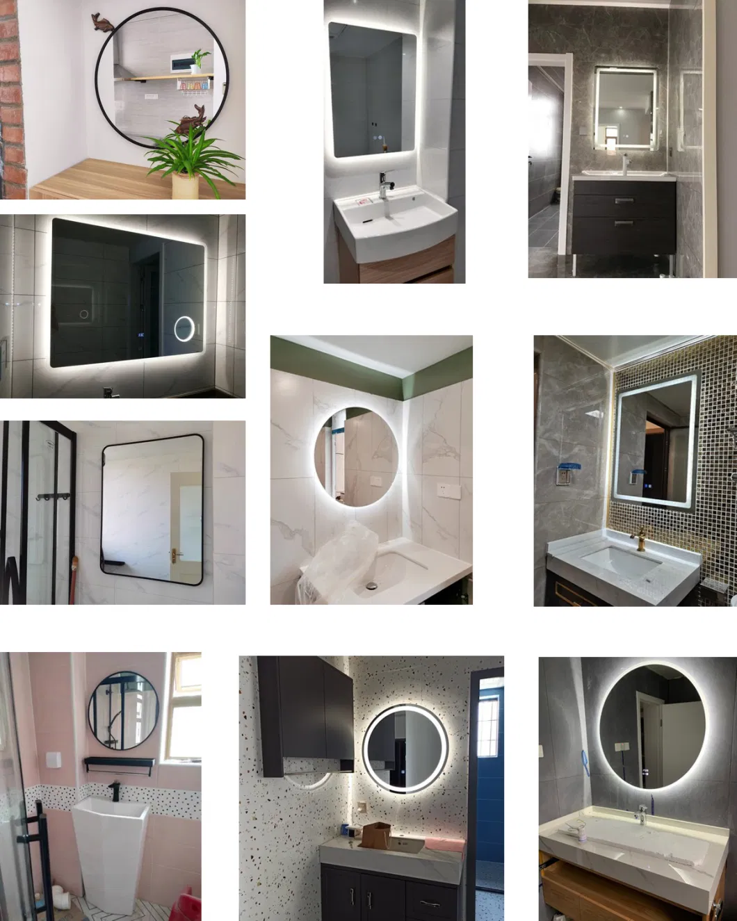 Customized Wall Mount Bath Vanity Light up Mirror Rectangle Touch Screen Smart Bathroom Mirror LED