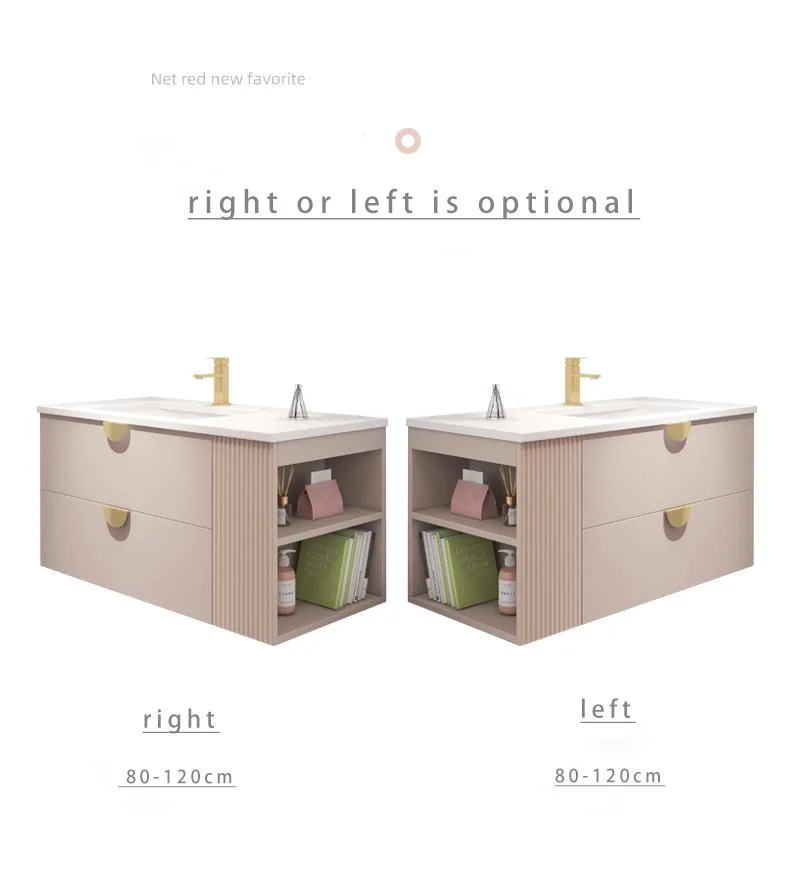 Light Luxury Pink Bathroom Cabinet and Cute Bear Smart Mirror Cabinet