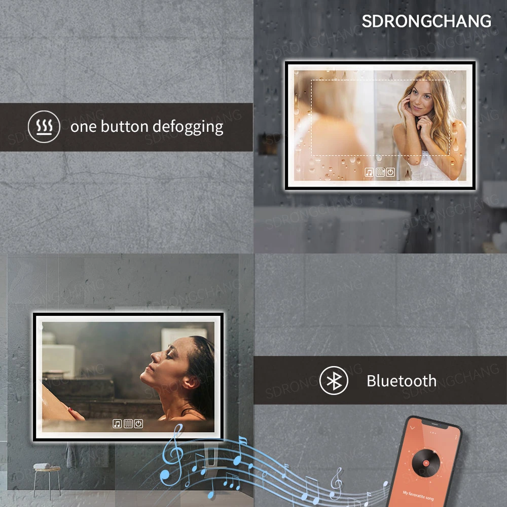 Touch Sensor Defogging Smart LED Bathroom Mirror with Time/Temperature Display Mirror