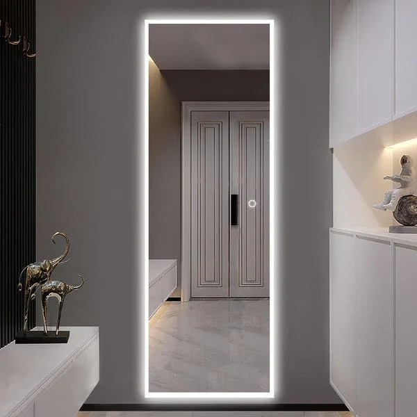 Ortonbath Mirrors &amp; Marble LED Side-Lighted Full Length Dressing Room Mirror: 22&quot; Wide X 62&quot; Tall - Rectangular - Wall-Mounted