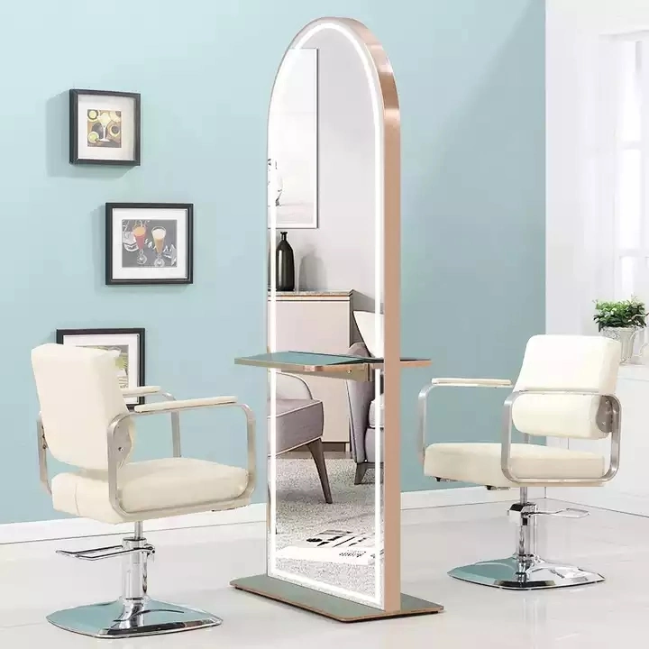 Floor Metal Salon Mirror Arched LED Light Mirror