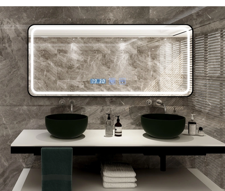 Irregular Hotel Wall Decorative LED Laminated Make up Smart Bath Room Mirror