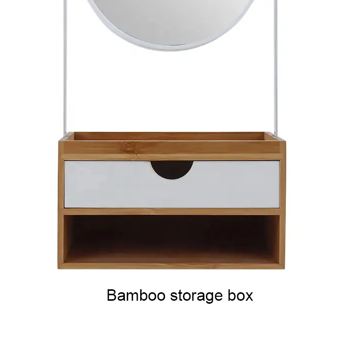 Storage Box Makeup Mirror Bamboo Material Makeup Mirror