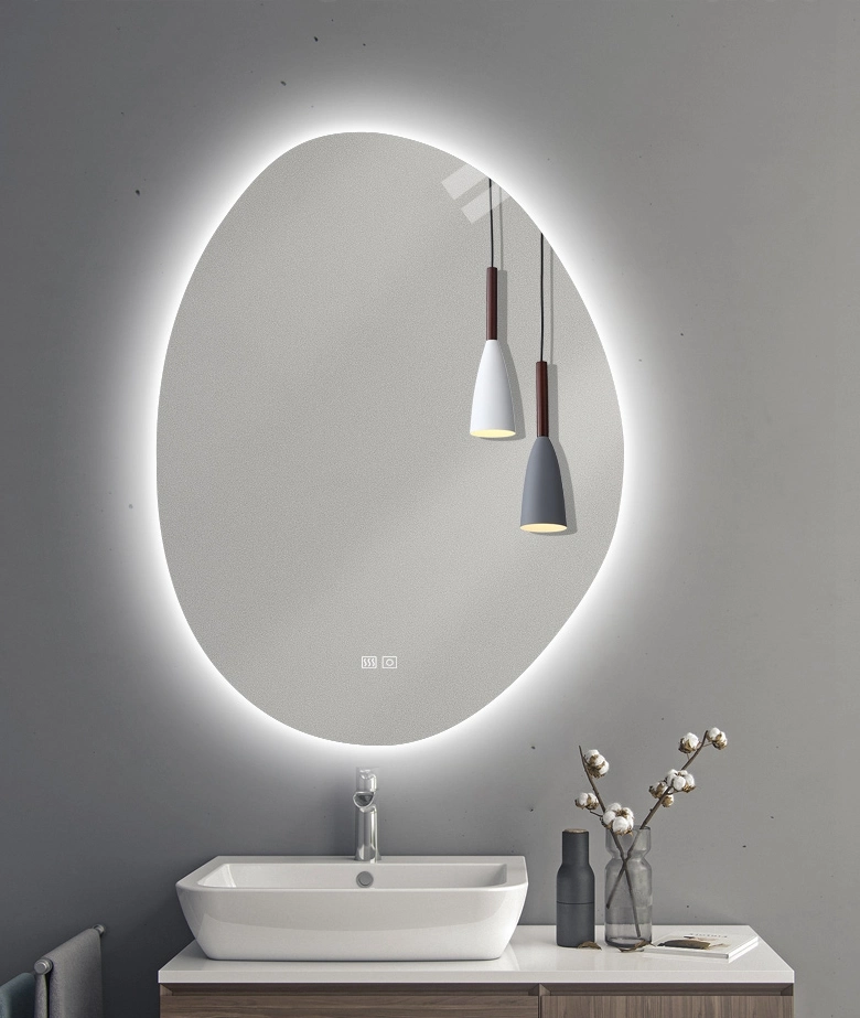 Irregular Hotel Wall Decorative LED Laminated Make up Smart Bath Room Mirror