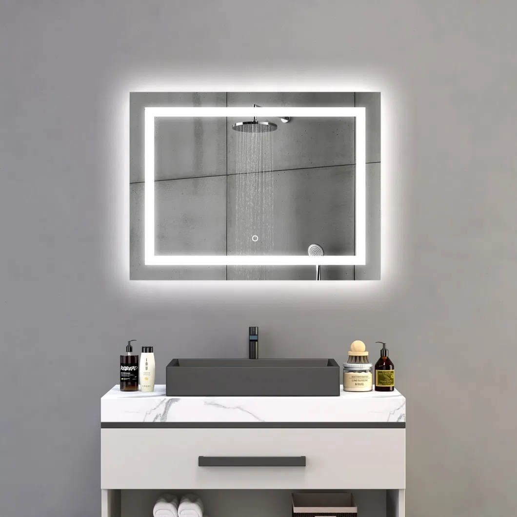 Waterproof Defogger Touch Switch Rectangle Smart LED Bathroom Mirror with Speaker and Radio