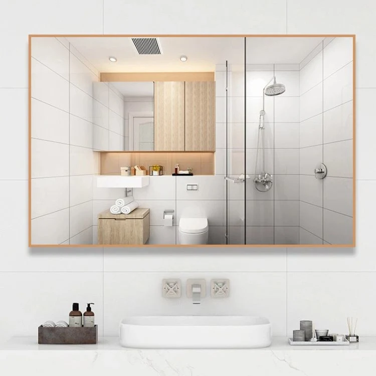 Hotel Home Decor Aluminium Metal Frame Rectangle Wall Mirror Bathroom Makeup Mirrors Hanging Wall Mirror