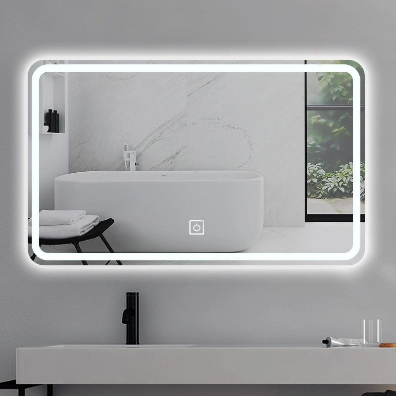 Home Hotel Decorative Bathroom Magnify Makeup LED Illuminated Mirror with Touch Senor Clock