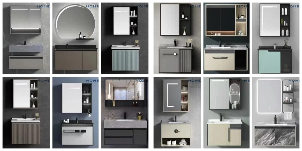 Manufacturer Luxury Custom Design Sintered Stone Cabinet Basin and LED Light Mirror