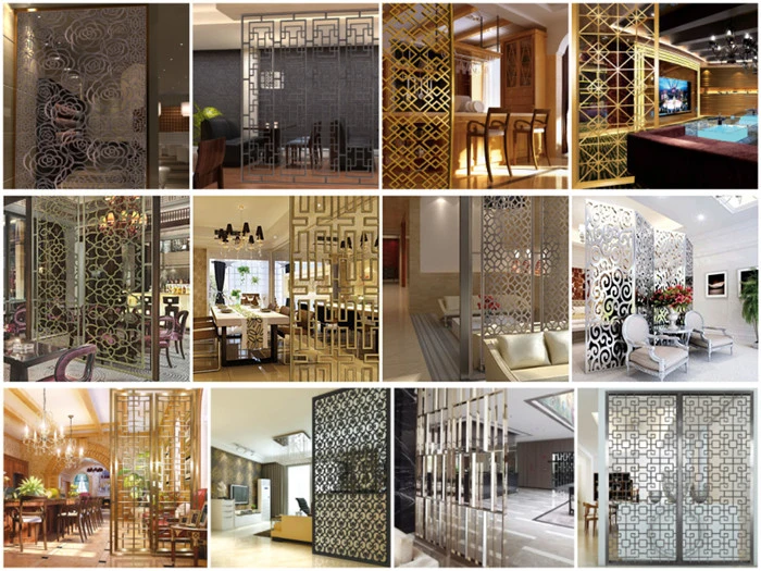 Gold Mirror Stainless Steel Decorative Laser Cut Screen Wall Panel