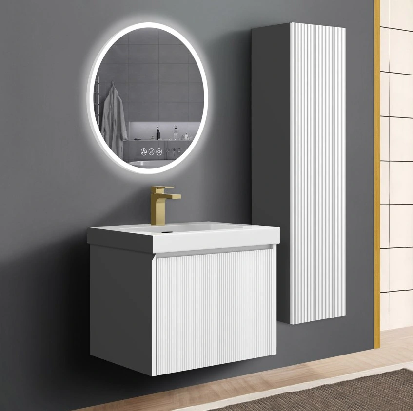 New Design Home Hotel Wholesale Bathroom Modern Plywood Wall Mounted Bathroom Vanity Set with Mirror Cabinet Basin