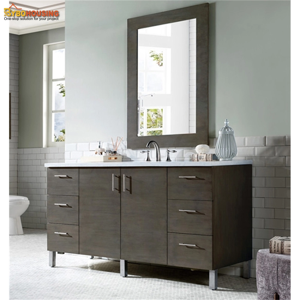 Modern Artificial Stone Bathroom Cabinet Sintered Stone Vanity with Mirrored