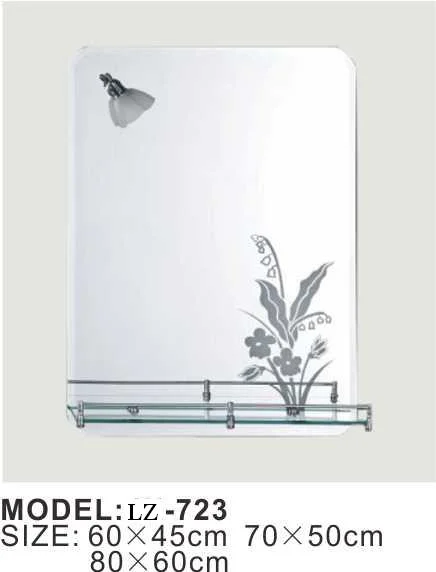 Modern Shelf Contain Relief Fashion Glossy Bathroom Sliver Mirror