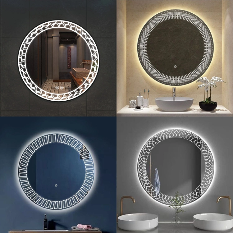 LED Bathroom Mirrors Washroom Vanity Round Small Side Fitness Cheap Cabinet Storage Makeup Mirror