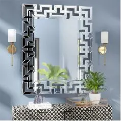 Wall Hanging Panel Rectangle Living Room Silver Classic Design Decorative Mirrors