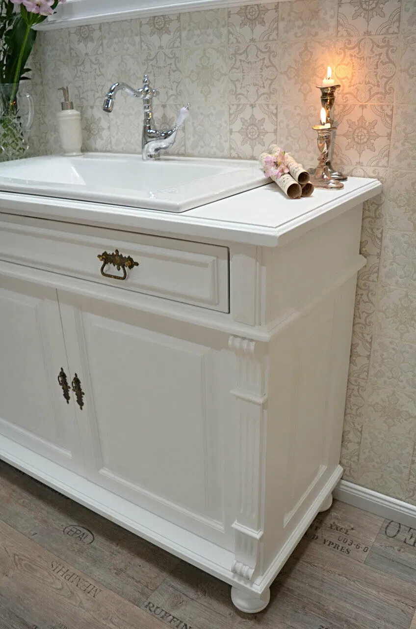 Country-Style Vanity Large Washbasin with Vanity Unit Nostalgic Bathroom Furniture