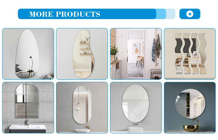 Wholesale Custom Large Length Asymmetrical Irregular Flat Edge Frameless Mirror Decor Glass Dressing Hanging Wall Mirror