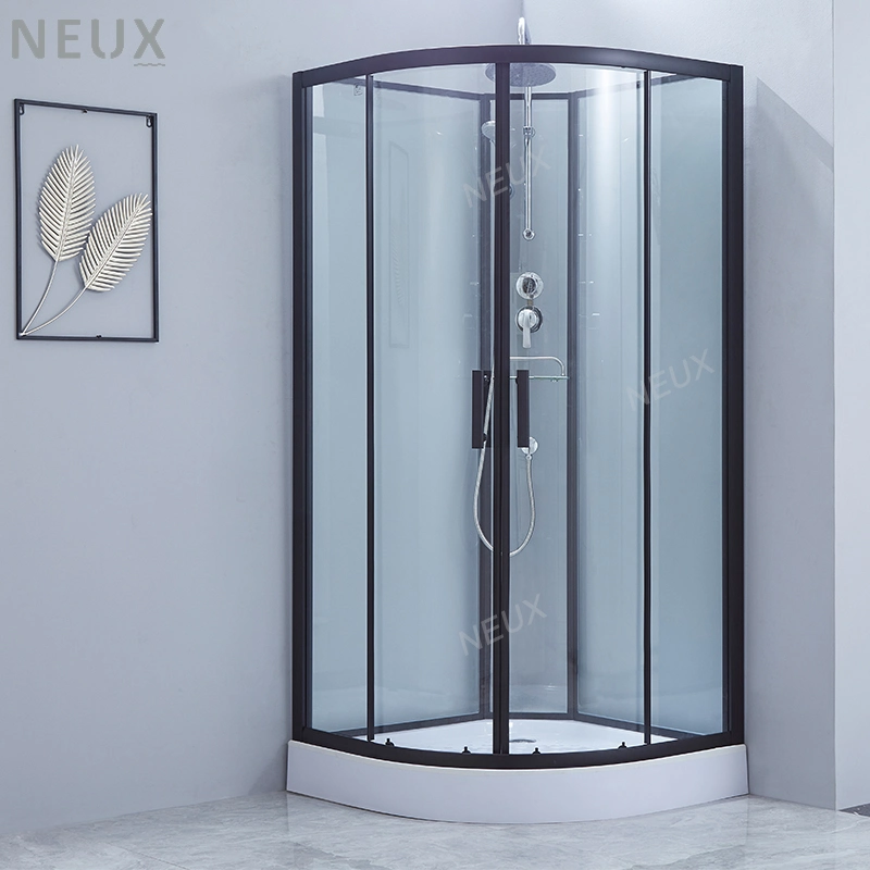 Wholesale Bathroom Sector Corner Glass Sliding Door Shower Cabin with Tray