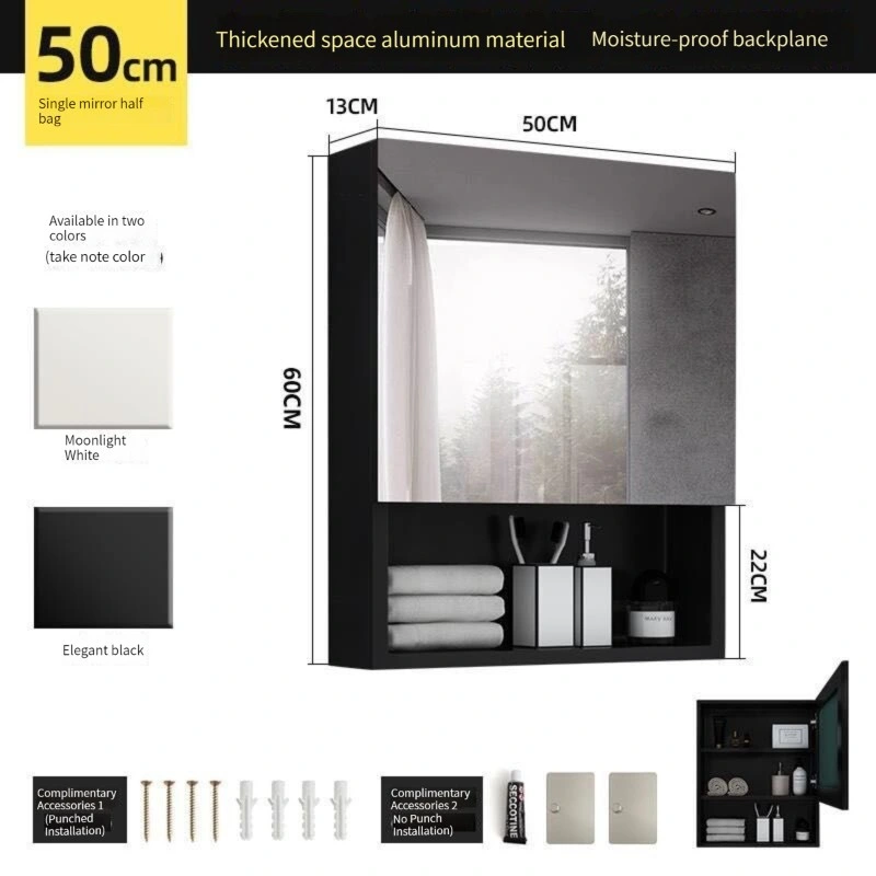 Modern Recessed Wall Mounted Wooden Aluminum MDF PVC Bathroom Cabinets Furniture Sanitary Vanity Vanities LED Mirror Mirrored Medicine Bathroom Cabinet