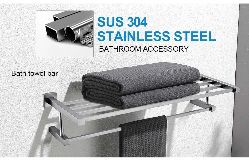 Ablinox Bathroom Accessories SUS304 Stainless Steel Single Towel Glass Shelf