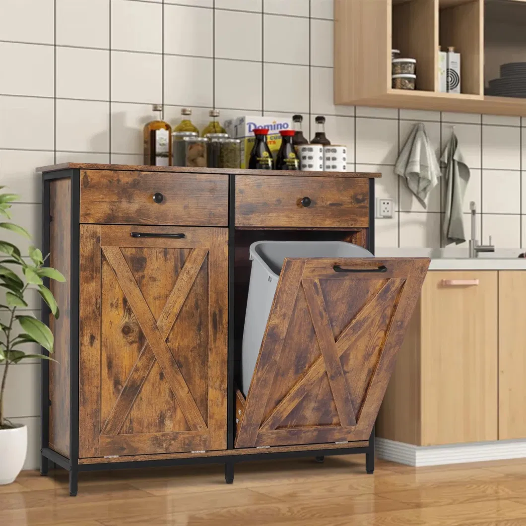 Dining Room Storage Pull out Waste Can Kitchen Built-in Trash Bin Cabinet
